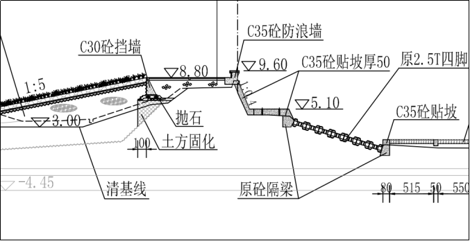 台州市循环经济产业集聚区海塘提升工程设计图（局部，固化土部分）